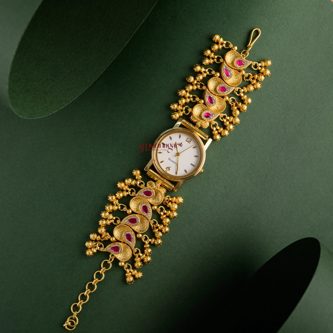 Stylish Heritage Kundan Jadau Watch - White