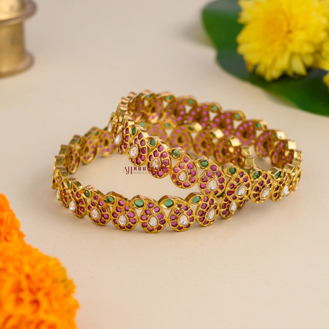 Traditional Mango Kemp Bangle - Pair