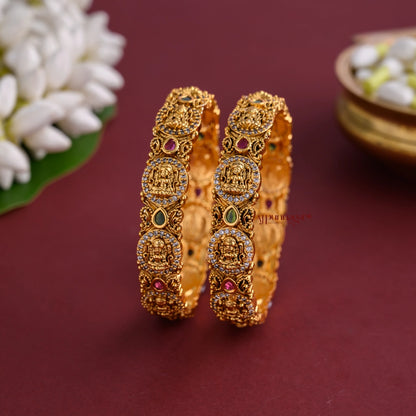Sparkling AD Nakshi Lakshmi Bangle - Pair