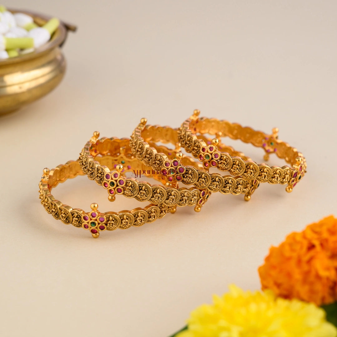 Goddess Lakshmi Kasu Kids Bangle - Set of 4