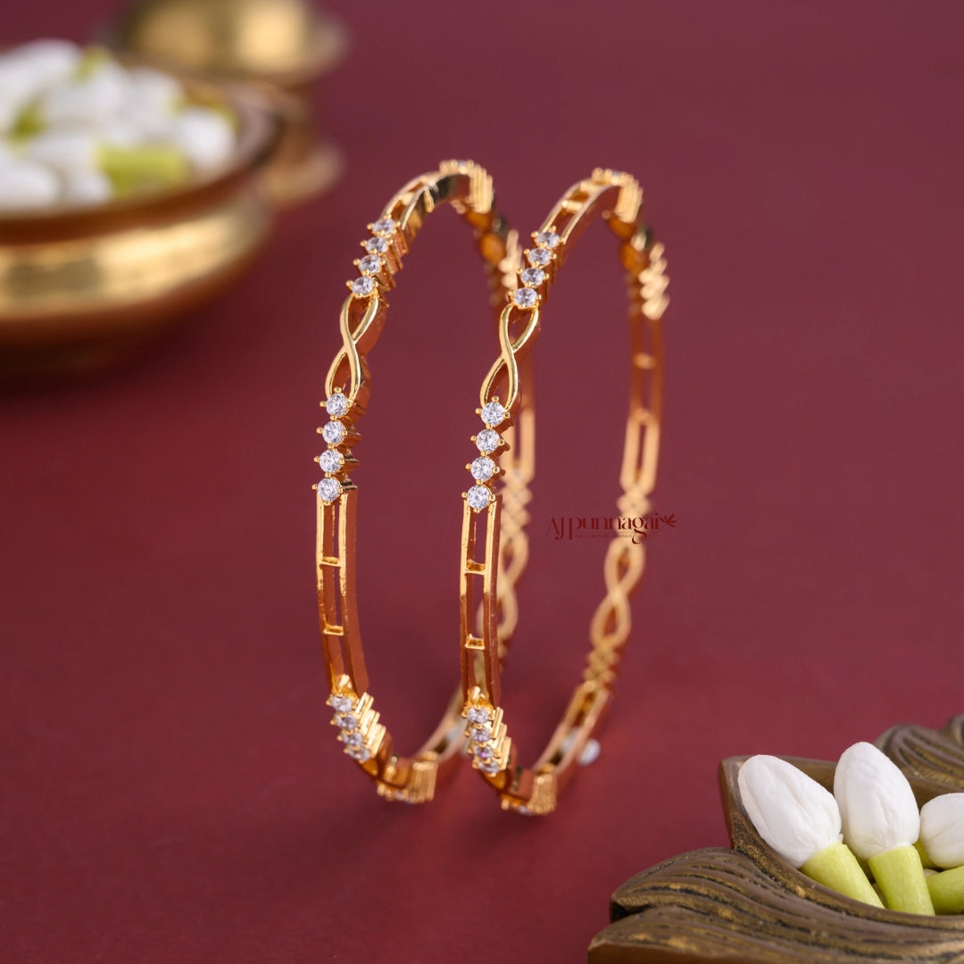 Gold Finish Infinity Kids Bangle - Pair
