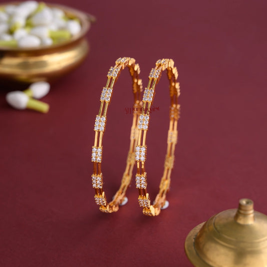 Micro Gold Finish AD Bangle - Pair