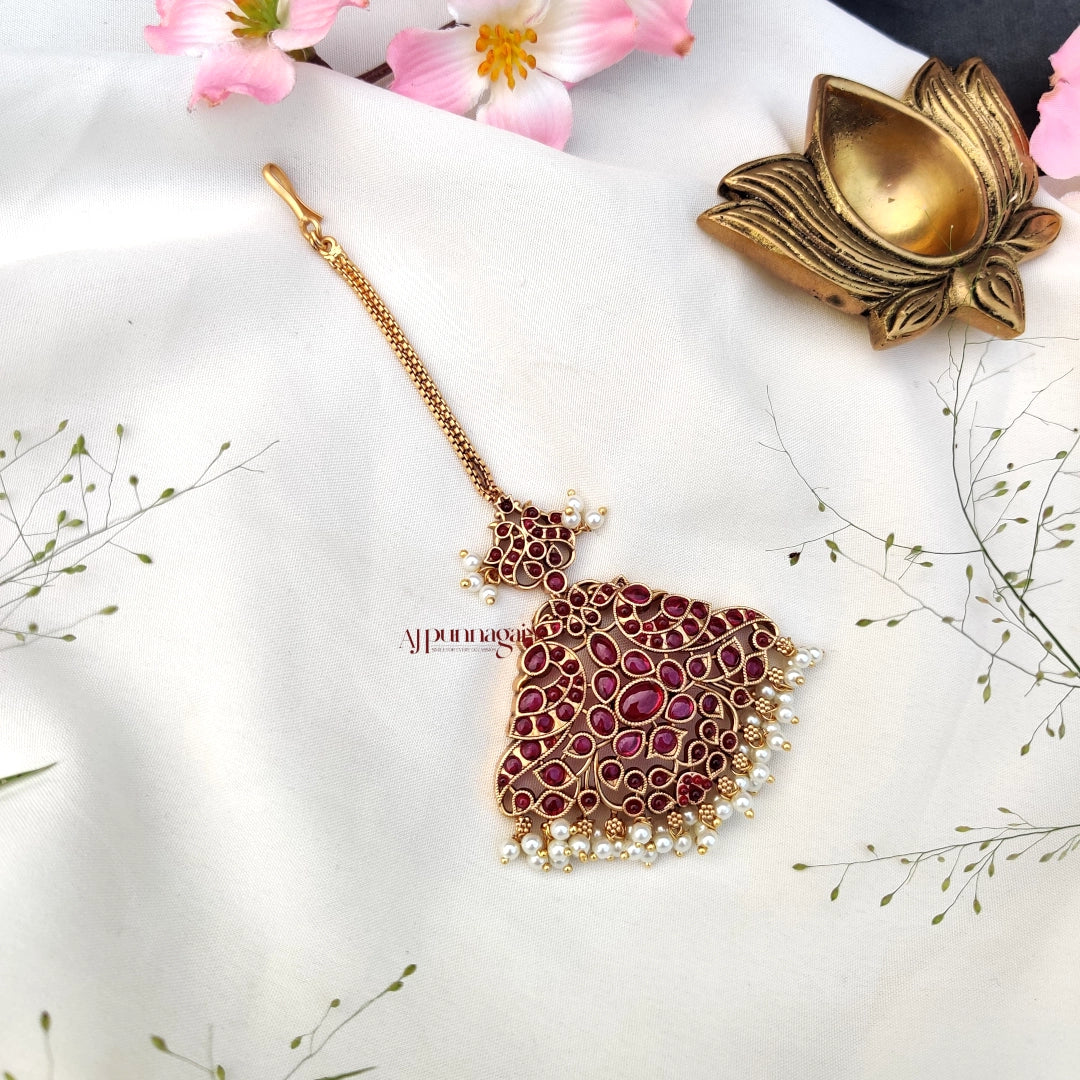 Graceful Peacock design chutti - Ruby