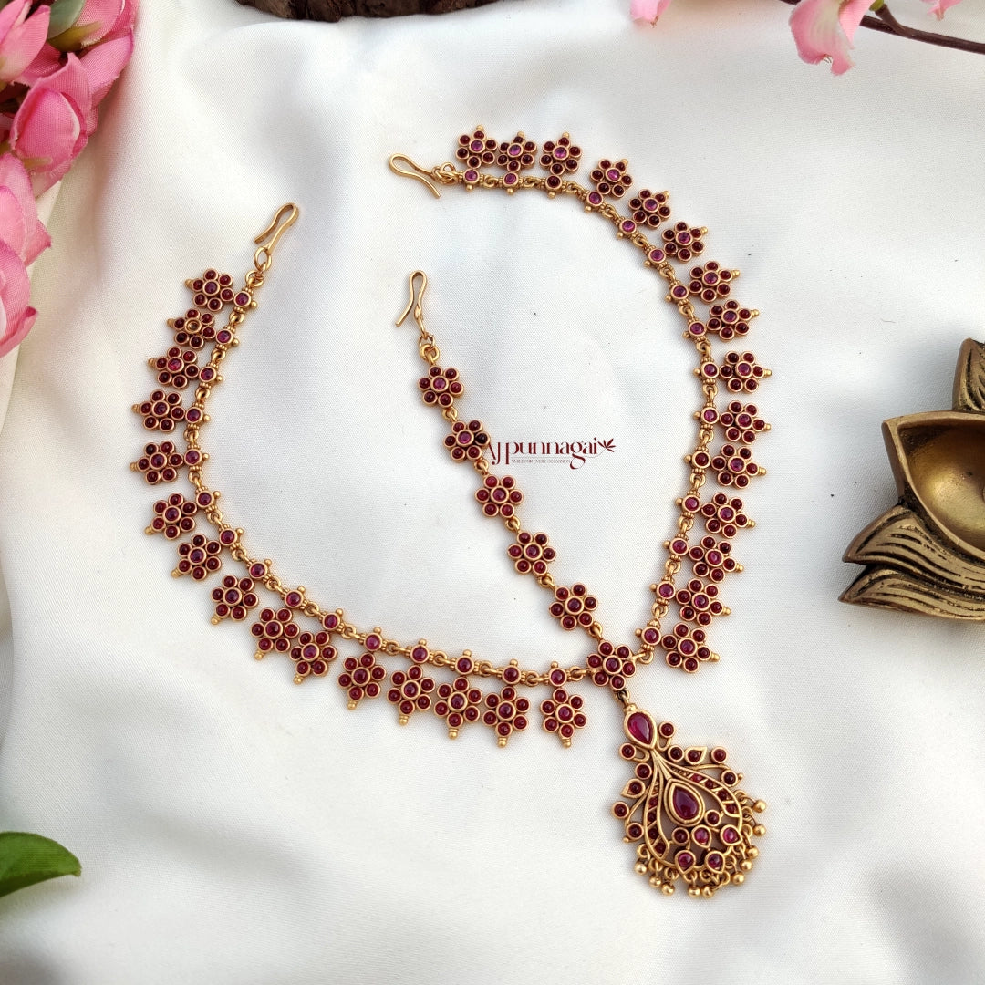 Dazzling Ruby stone Bridal Headset