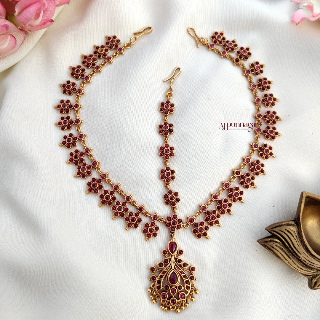 Dazzling Ruby stone Bridal Headset