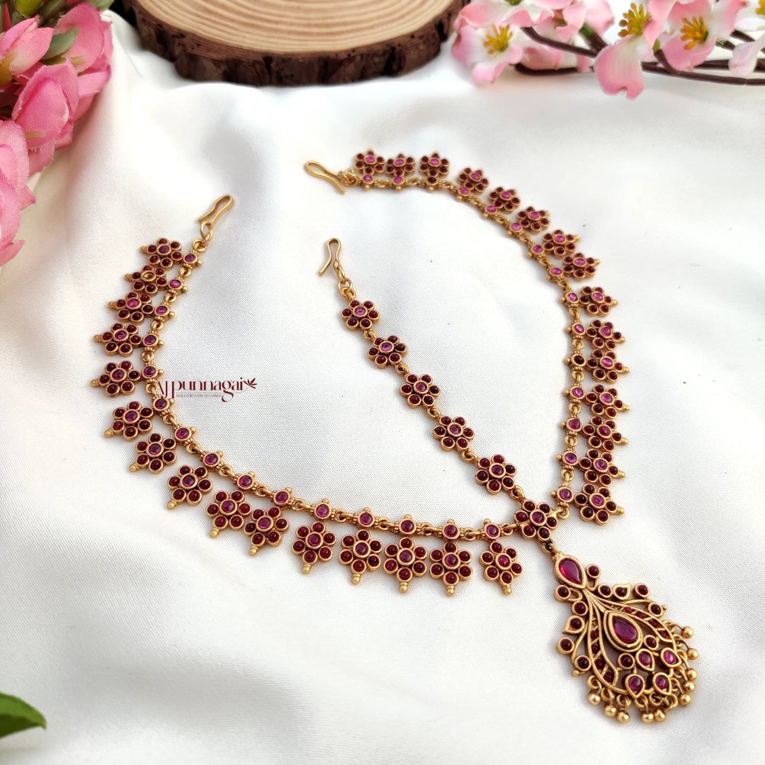 Dazzling Ruby stone Bridal Headset