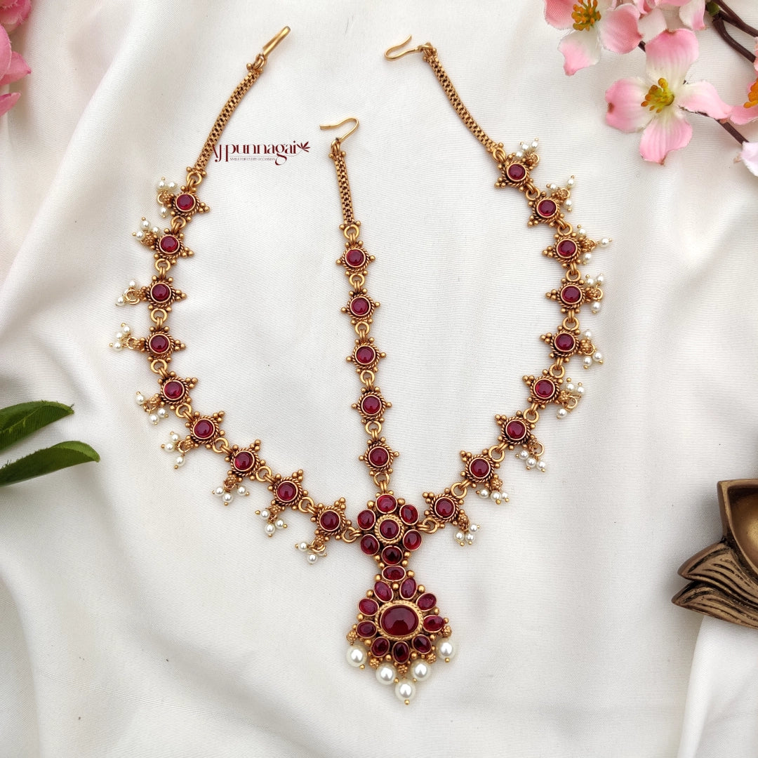Simple look Floral Bridal Headset with Pearl