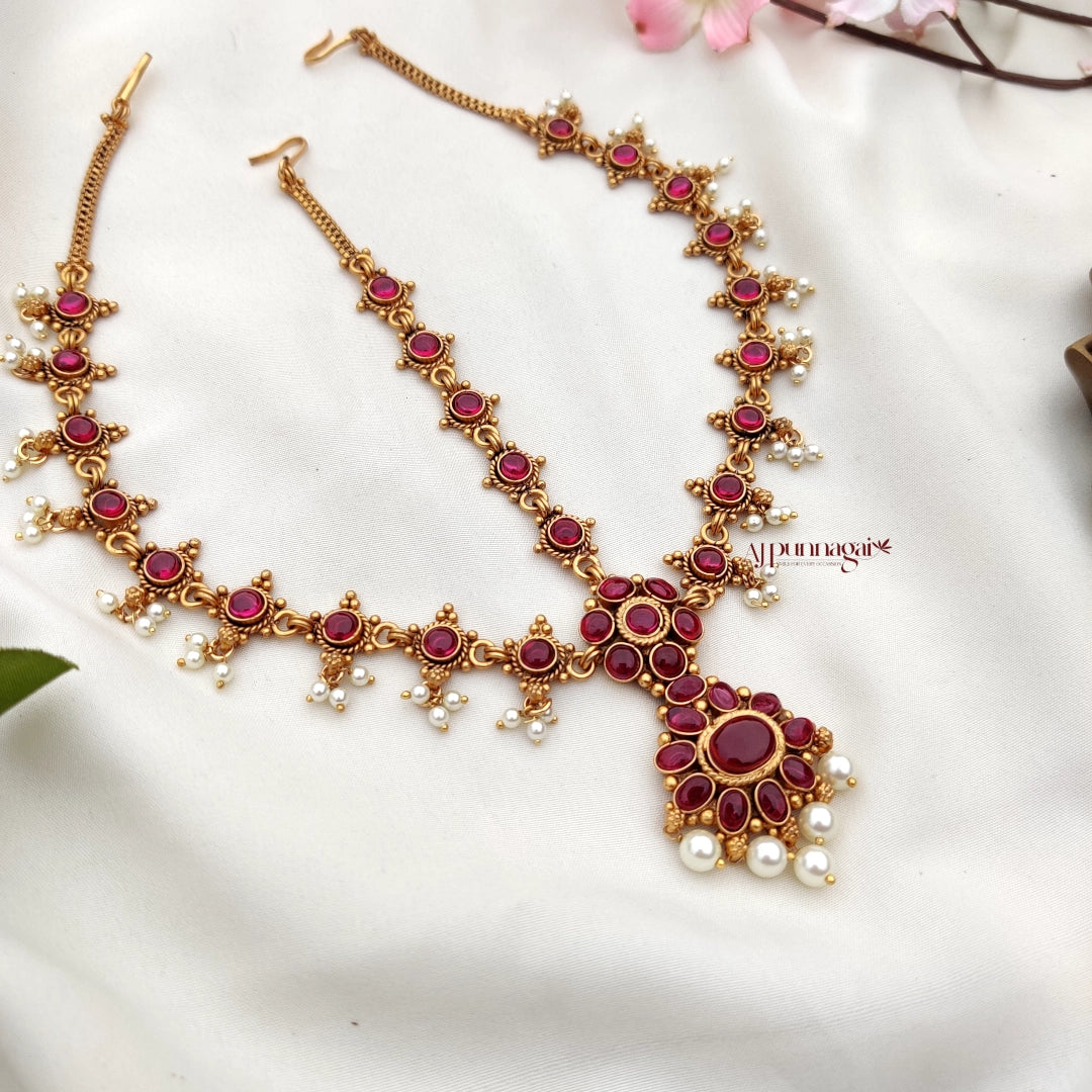 Simple look Floral Bridal Headset with Pearl