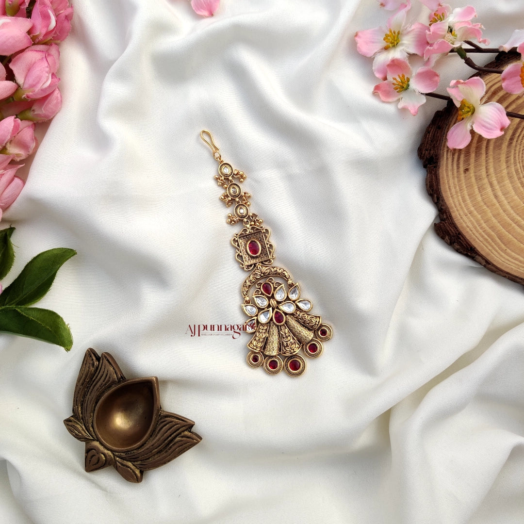 Graceful style Kemp Ruby stone Tikka
