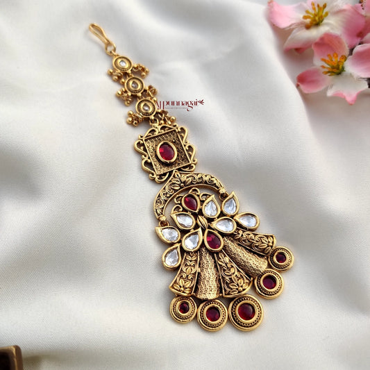 Graceful style Kemp Ruby stone Tikka