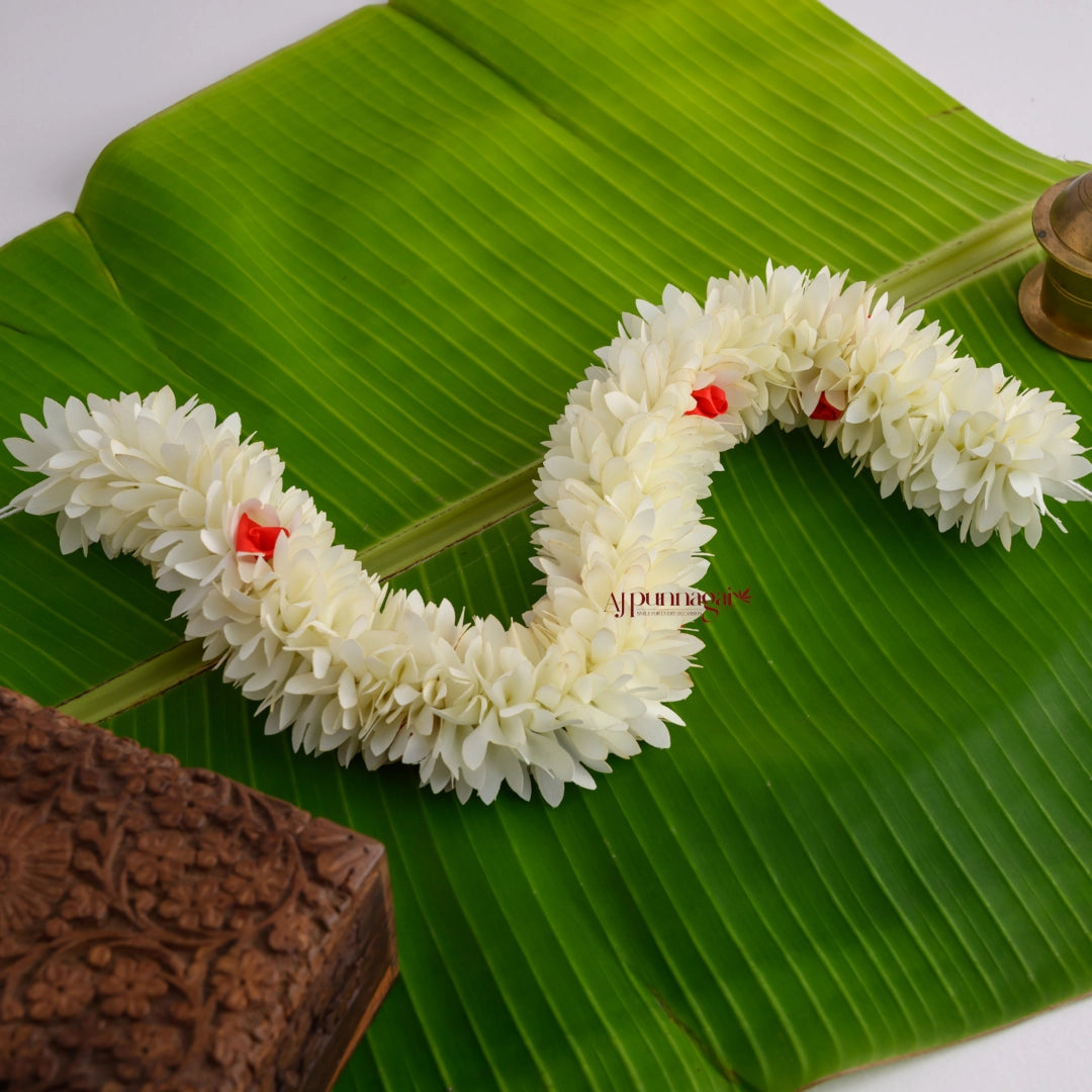 Reusable 16 Inches Pichi Poo Flower String - White With Rose – AJ Punnagai