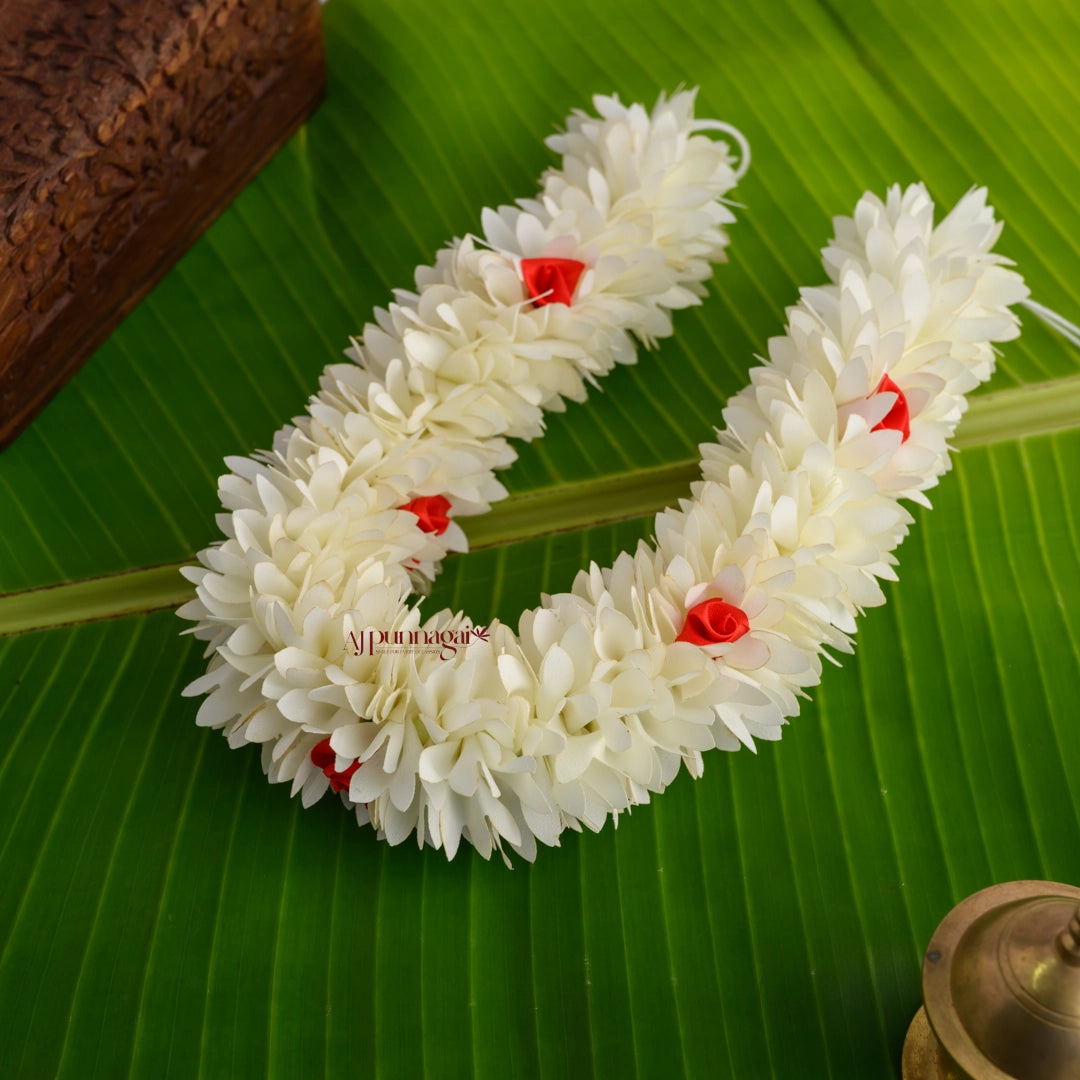 Reusable 16 Inches Pichi Poo Flower String - White With Rose – AJ Punnagai