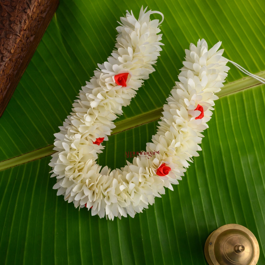 Reusable 16 Inches Pichi Poo Flower String - White With Rose – AJ Punnagai