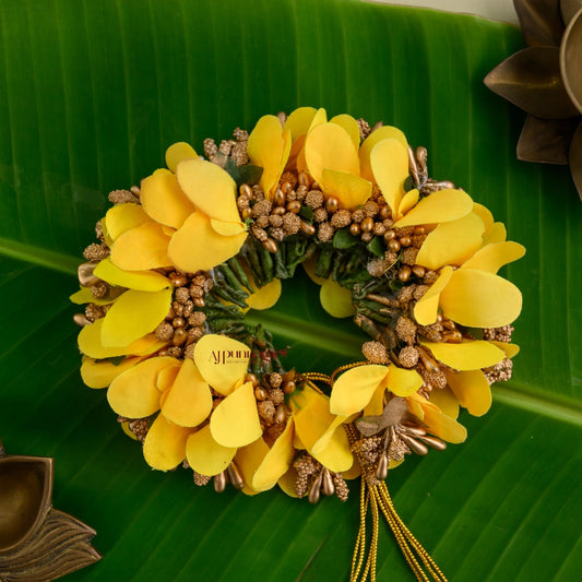 Handmade Orchid Petals Bridal Veni - Dark Yellow