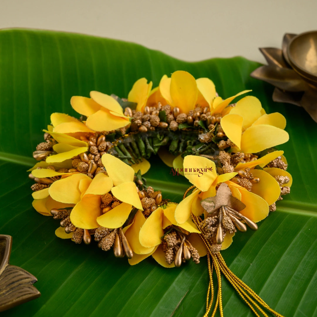 Handmade Orchid Petals Bridal Veni - Dark Yellow