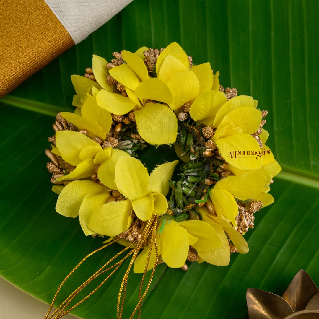 Handmade Orchid Petals Bridal Veni - Light Yellow