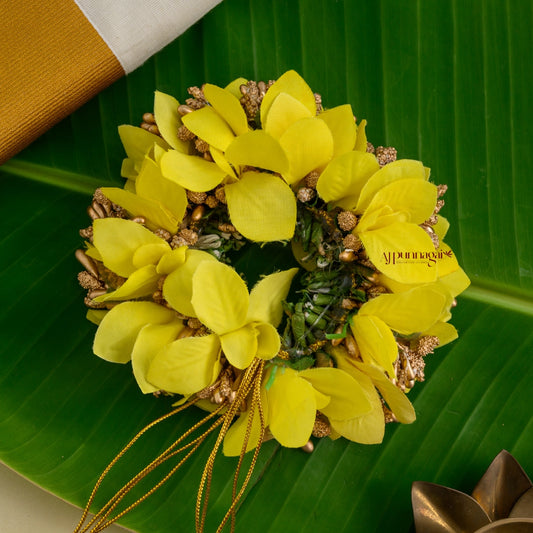 Handmade Orchid Petals Bridal Veni - Light Yellow