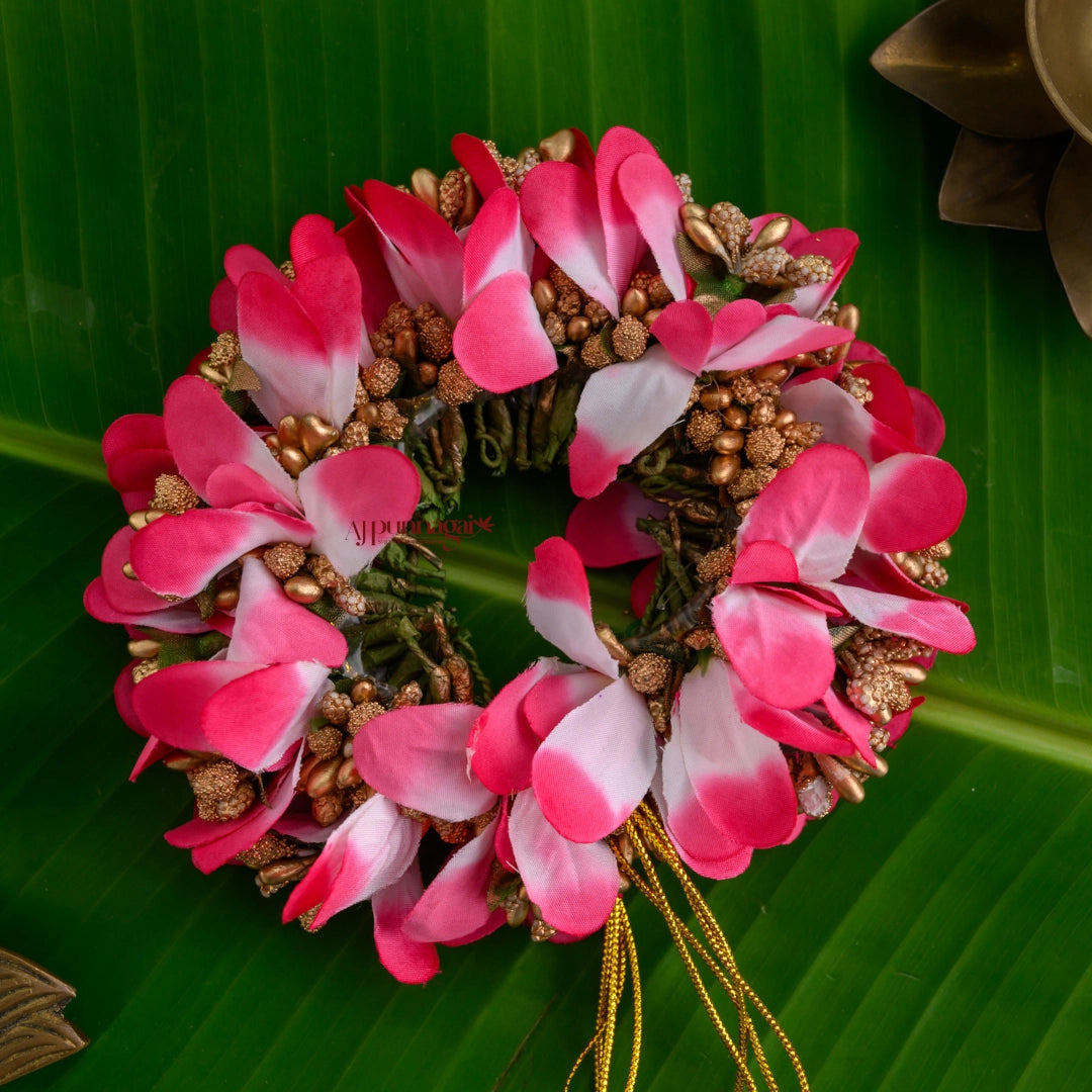 Handmade Orchid Petals Bridal Veni - Pink With White