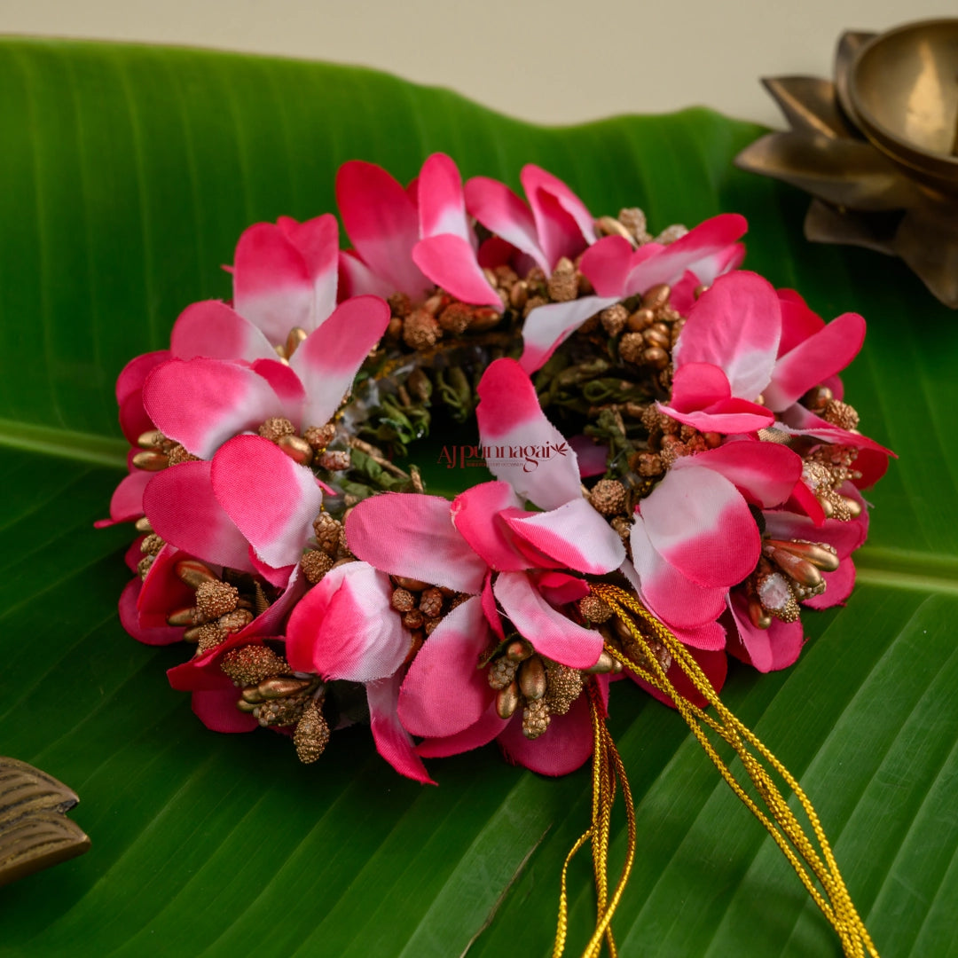 Handmade Orchid Petals Bridal Veni - Pink With White
