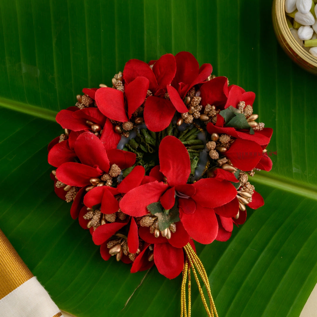 Handmade Orchid Petals Bridal Veni - Red