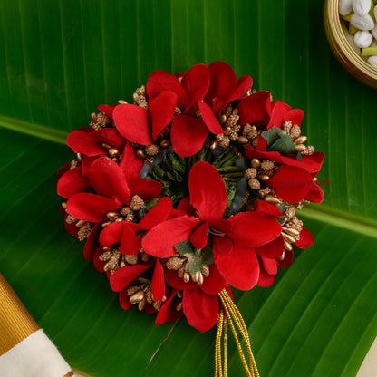Handmade Orchid Petals Bridal Veni - Red