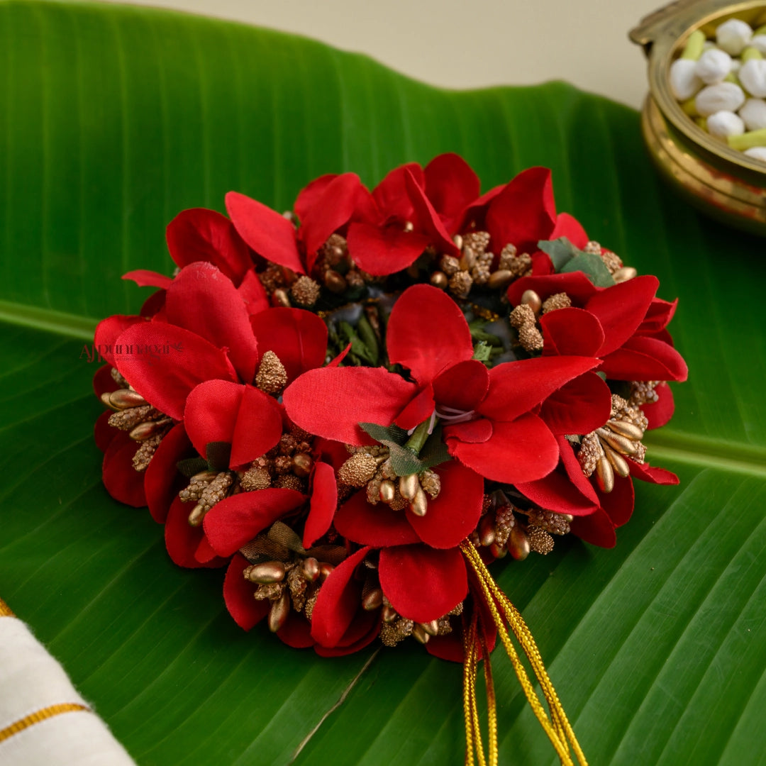 Handmade Orchid Petals Bridal Veni - Red