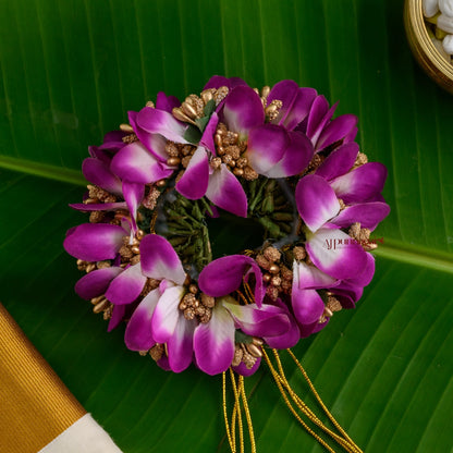 Handmade Orchid Petals Bridal Veni - Purple With White