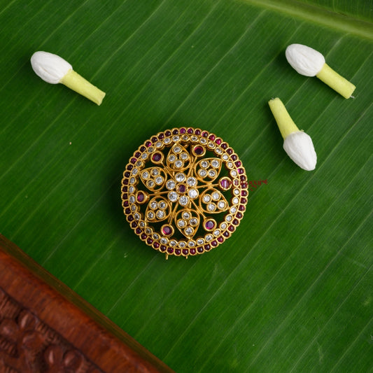 Dazzling Floral Bridal Jadai Billai - Ruby