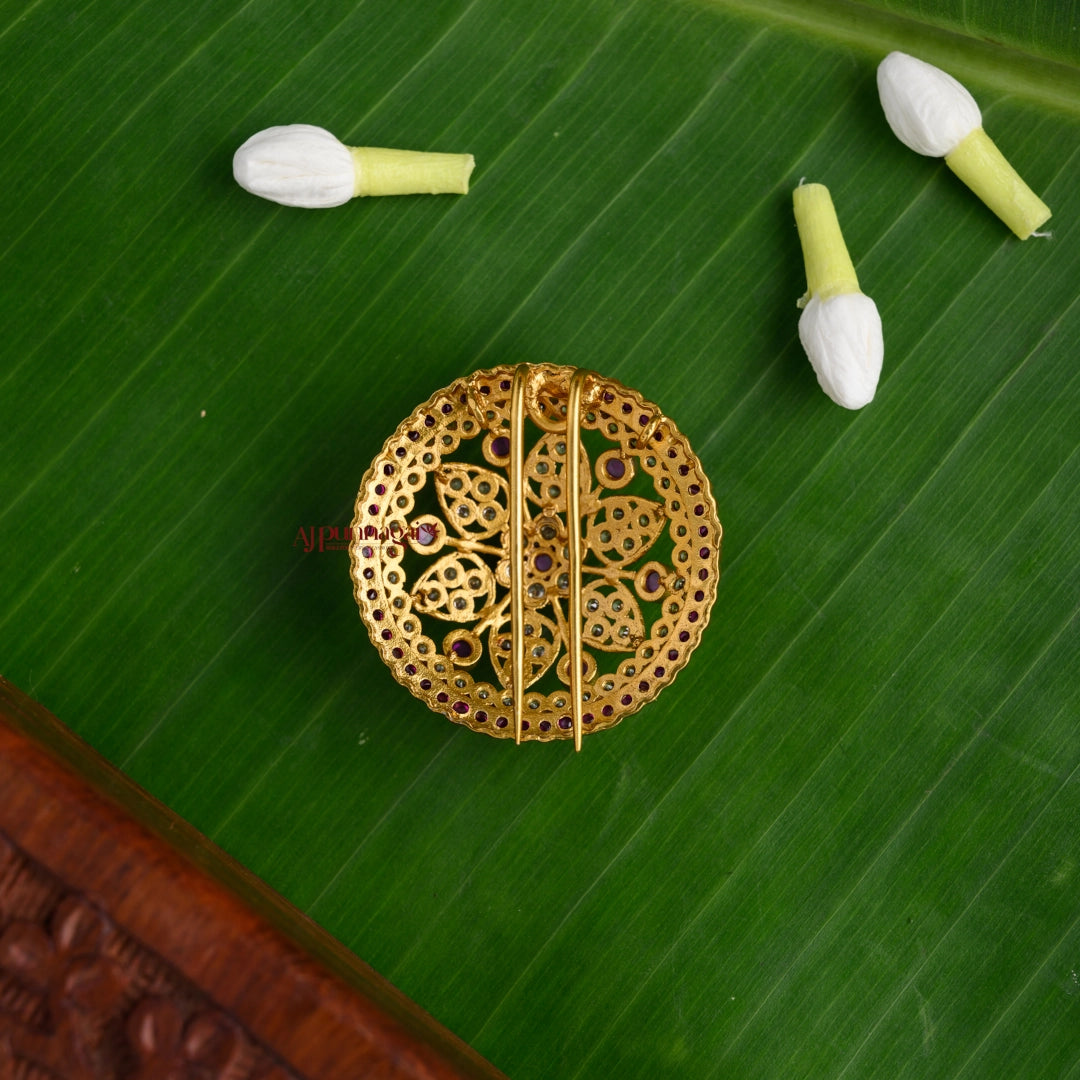 Dazzling Floral Bridal Jadai Billai - Ruby