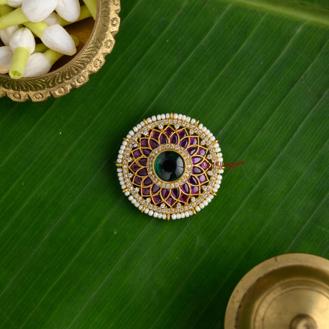 Classy Kemp Bridal Jadai Billai - Ruby with Green