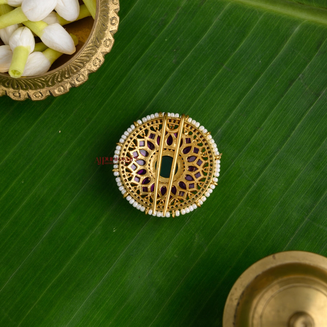 Classy Kemp Bridal Jadai Billai - Ruby with Green