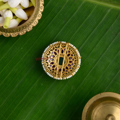 Classy Kemp Bridal Jadai Billai - Ruby with Green