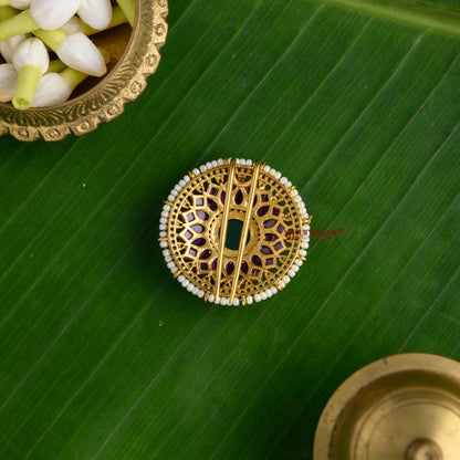 Classy Kemp Bridal Jadai Billai - Green with Ruby