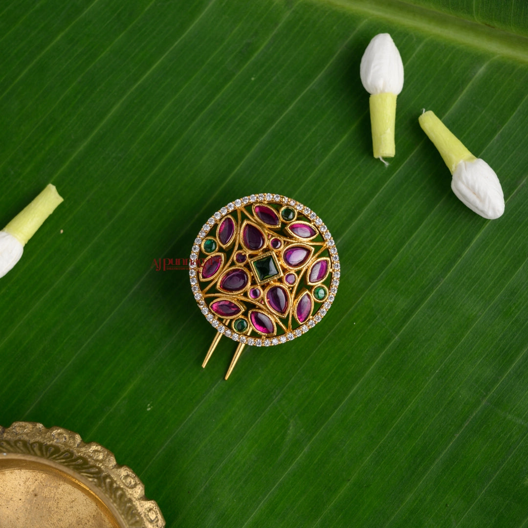 Cute Kemp Bridal Jadai Billai - Ruby with Green