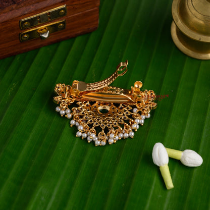 Gold Look Alike Kemp Peacock Hair Clip