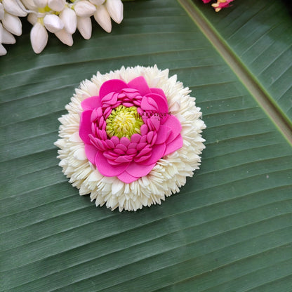 Realistic Look Foamiram Mullai With Lotus Alligator Clip