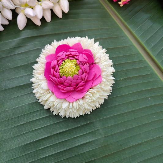 Realistic Look Foamiram Mullai With Lotus Alligator Clip