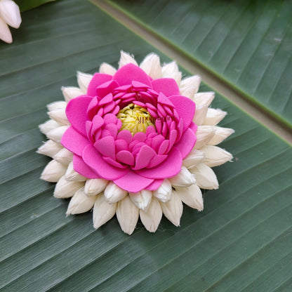Realistic Look Foamiram Big Jasmine Bud With Lotus Alligator Clip