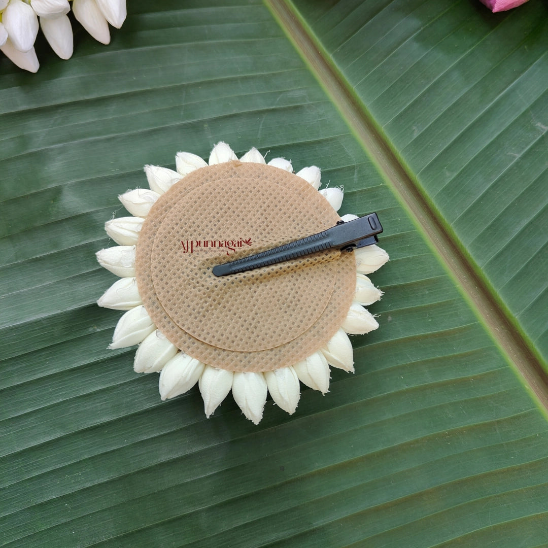 Realistic Look Foamiram Big Jasmine Bud With Lotus Alligator Clip