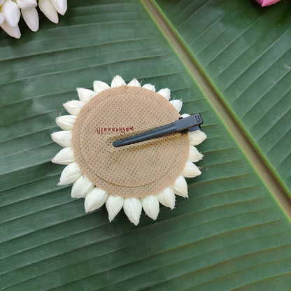 Realistic Look Foamiram Big Jasmine Bud With Lotus Alligator Clip