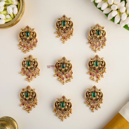 Classy Gold Look Alike Peacock Jadai Billai - Set of 9