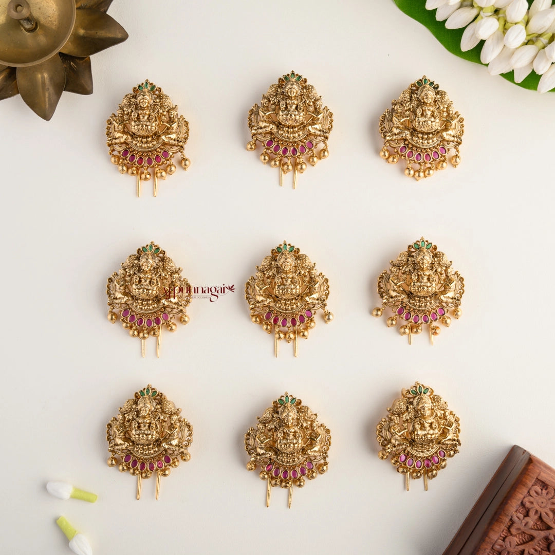 Elegant Gold Look Alike Nakshi Lakshmi Bridal Jadai Billai - Set of 9
