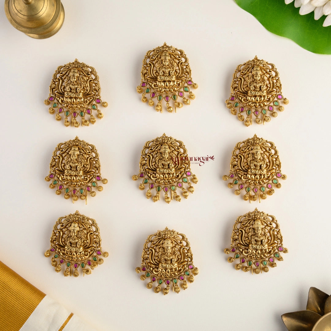 Gold Look Alike Bridal Nakshi Lakshmi Jadai Billai - Set of 9