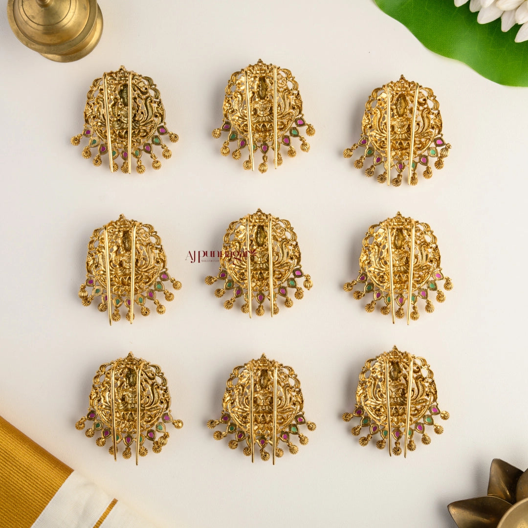 Gold Look Alike Bridal Nakshi Lakshmi Jadai Billai - Set of 9