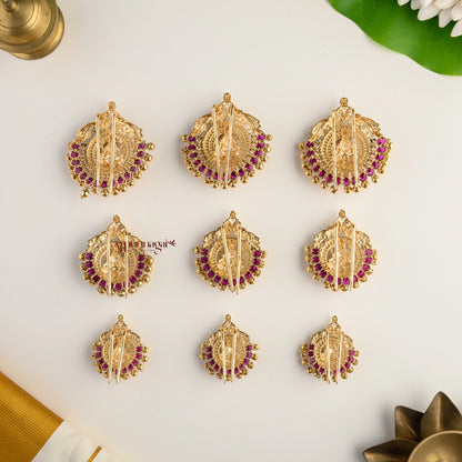 Classy Nagas Lakshmi Ruby Bridal Jadai Billai - Set of 9