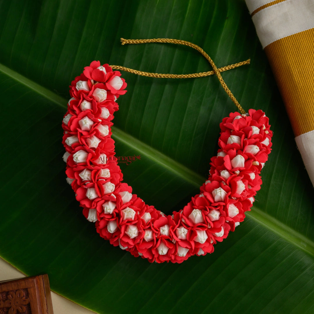 Realistic Look Red Petal With Malli Poo Foamiran Bridal Veni