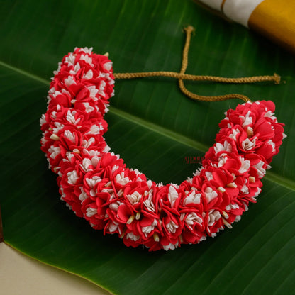 Realistic Look Red Petal With Mullai Poo Foamiran Bridal Veni