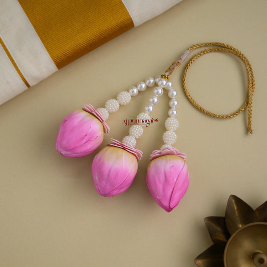 Realistic Look 3 Lines Foamiran Lotus Bridal Kunjalam - Baby Size