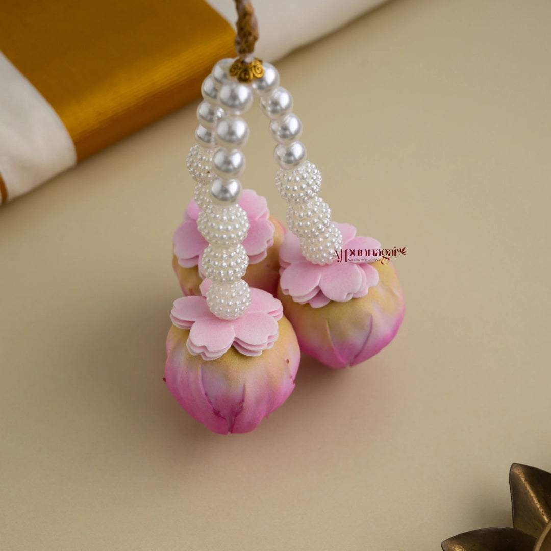 Realistic Look 3 Lines Foamiran Lotus Bridal Kunjalam - Baby Size
