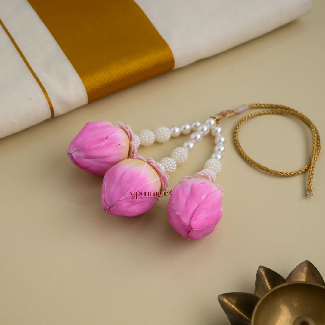 Realistic Look 3 Lines Foamiran Lotus Bridal Kunjalam - Baby Size